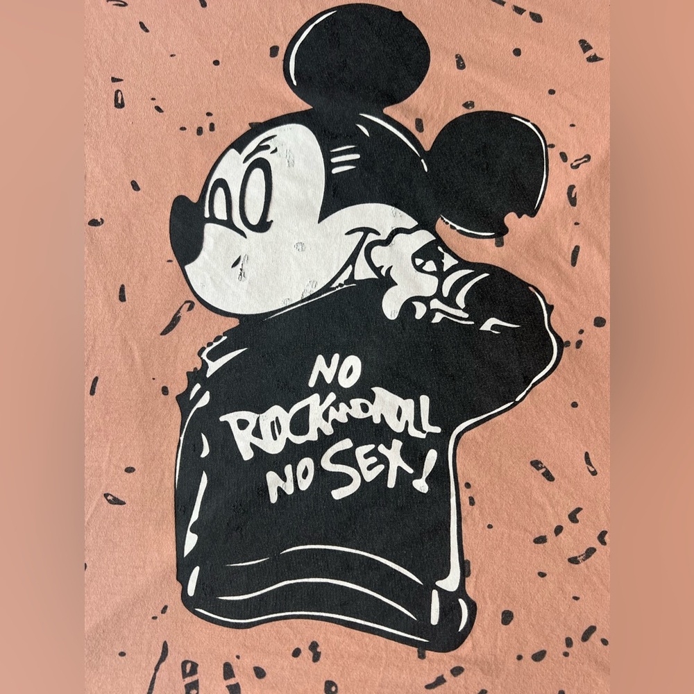 Mickey Mouse “No Rock and Roll, No Sex” Graphic T-Shirt Size S